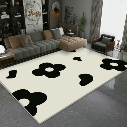 Large Floor Rugs Black and White Non-Slip Area Rugs Abstract Washable Rug for Living Room