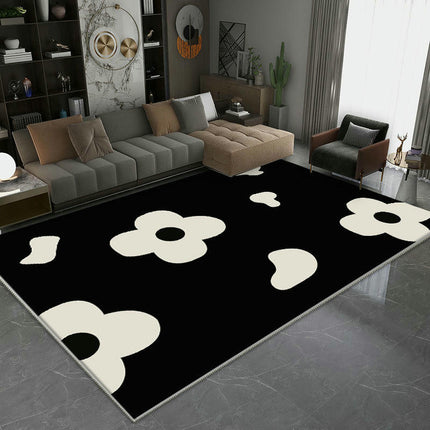 Large Floor Rugs Black and White Non-Slip Area Rugs Abstract Washable Rug for Living Room