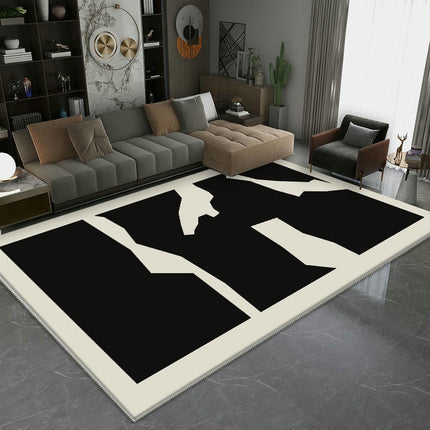 Large Floor Rugs Black and White Non-Slip Area Rugs Abstract Washable Rug for Living Room