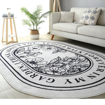 Soft Large Rug Non-Slip Oval Bedroom Rug,Washable Carpet for Living Room Home