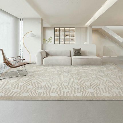 Non-Slip Cream Abstract Carpets Home Area Rug ,Washable Carpet for Living Room