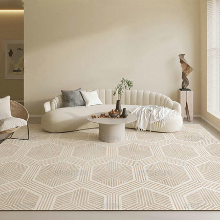Non-Slip Cream Abstract Carpets Home Area Rug ,Washable Carpet for Living Room