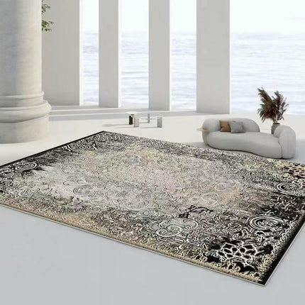 Abstract Area Rug Low Pile Carpet-Indoor Distressed Floor Rug for Abstract Style Decor