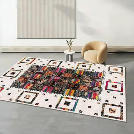 Abstract Area Rug Low Pile Carpet-Indoor Distressed Floor Rug for Abstract Style Decor 1