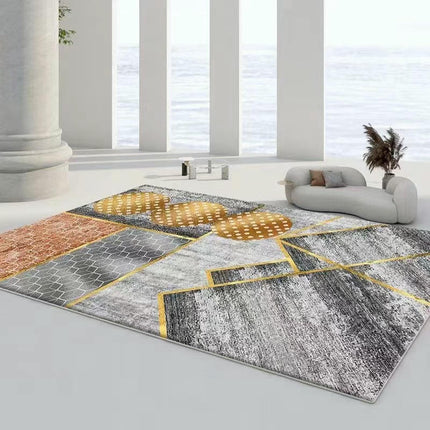 Abstract Area Rug Low Pile Carpet-Indoor Distressed Floor Rug for Abstract Style Decor 1