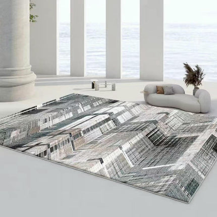 Abstract Area Rug Low Pile Carpet-Indoor Distressed Floor Rug for Abstract Style Decor