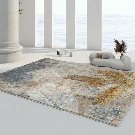 Abstract Area Rug Low Pile Carpet-Indoor Distressed Floor Rug for Abstract Style Decor