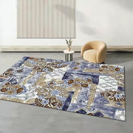 Abstract Area Rug Low Pile Carpet-Indoor Distressed Floor Rug for Abstract Style Decor 1