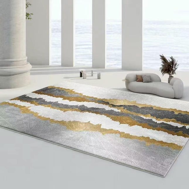 Abstract Area Rug Low Pile Carpet-Indoor Distressed Floor Rug for Abstract Style Decor