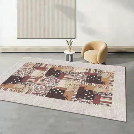 Abstract Area Rug Low Pile Carpet-Indoor Distressed Floor Rug for Abstract Style Decor 1