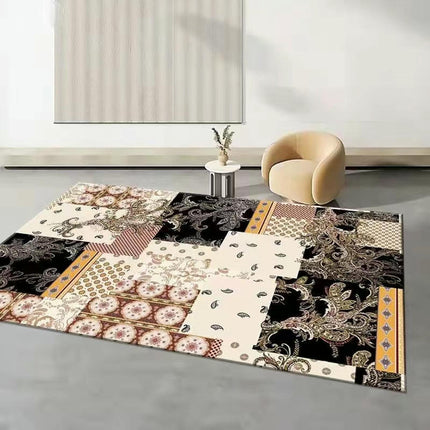 Abstract Area Rug Low Pile Carpet-Indoor Distressed Floor Rug for Abstract Style Decor