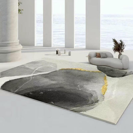 Abstract Area Rug Low Pile Carpet-Indoor Distressed Floor Rug for Abstract Style Decor