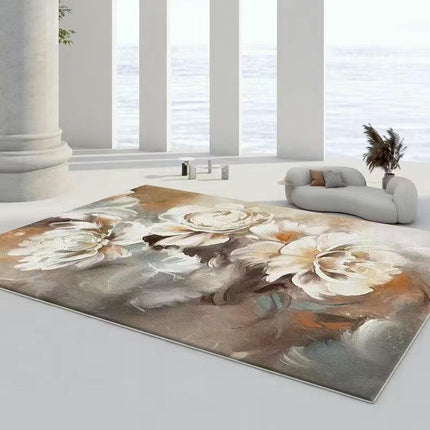 Abstract Area Rug Low Pile Carpet-Indoor Distressed Floor Rug for Abstract Style Decor 1