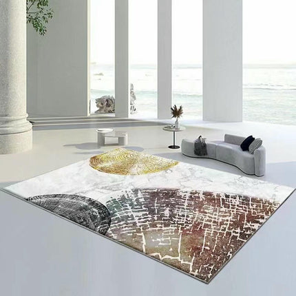 Abstract Area Rug Low Pile Carpet-Indoor Distressed Floor Rug for Abstract Style Decor 1
