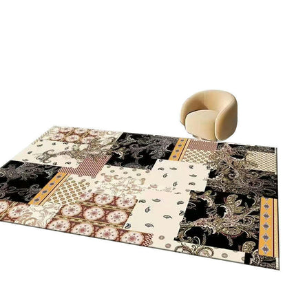 Abstract Area Rug Low Pile Carpet-Indoor Distressed Floor Rug for Abstract Style Decor