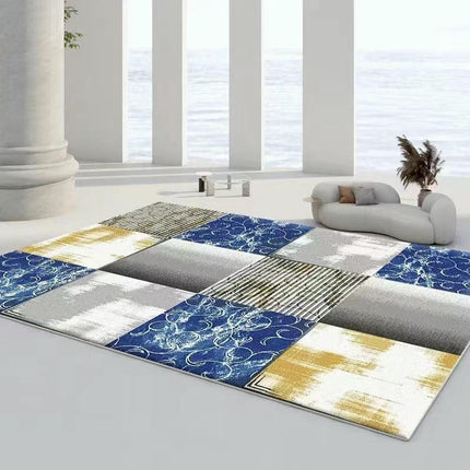 Abstract Area Rug Low Pile Carpet-Indoor Distressed Floor Rug for Abstract Style Decor 1