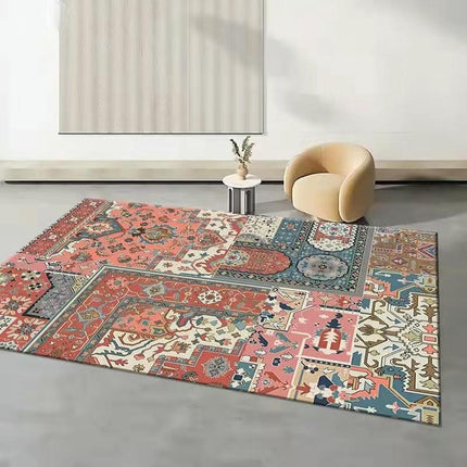 Abstract Area Rug Low Pile Carpet-Indoor Distressed Floor Rug for Abstract Style Decor 1