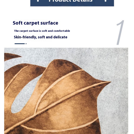 Area Rugs for Living Room Modern Art Washable Rugs Non-Slip Rug leaf Carpet