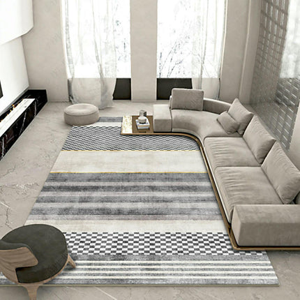 Abstract Washable Area Rug Soft Bedroom Large Rug Non Slip Grey Rugs for Living Room