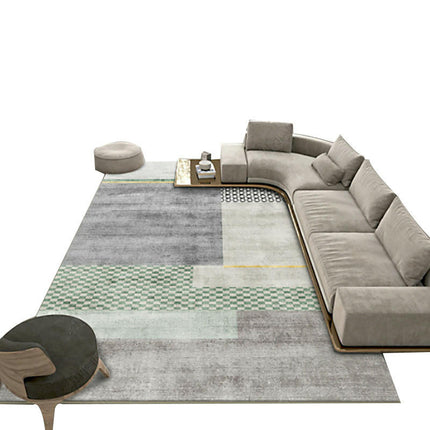 Abstract Washable Area Rug Soft Bedroom Large Rug Non Slip Grey Rugs for Living Room