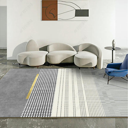 Abstract Washable Area Rug Soft Bedroom Large Rug Non Slip Grey Rugs for Living Room