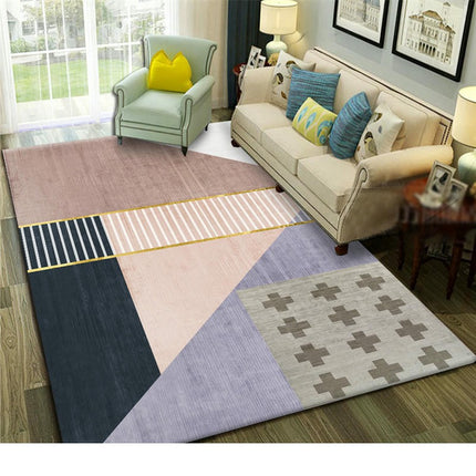 Washable Rugs Colorful Area Rugs Living Room Rugs Abstract Geometric Area Rug Soft Carpet