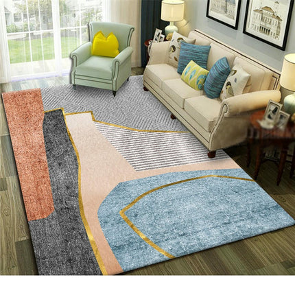 Washable Rugs Colorful Area Rugs Living Room Rugs Abstract Geometric Area Rug Soft Carpet
