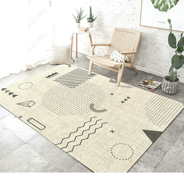 Living Room Area Rug, Modern Geometry Large Rugs, Soft Non Slip Low Pile Carpet