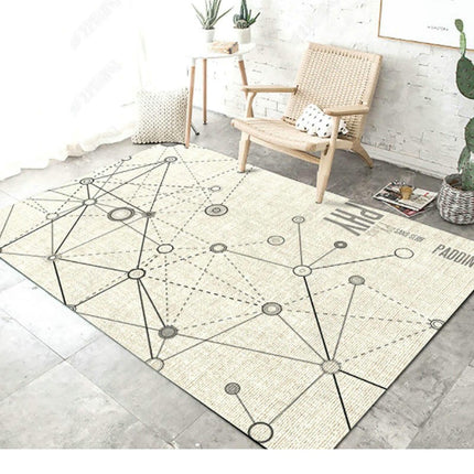 Living Room Area Rug, Modern Geometry Large Rugs, Soft Non Slip Low Pile Carpet
