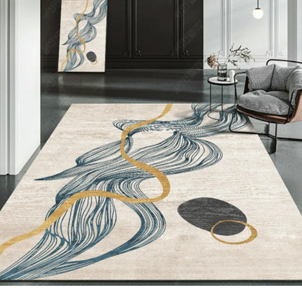 Rug Carpet Rugs for Living Room,Modern Abstract Gold Lines Large Area Rug