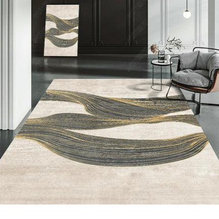 Rug Carpet Rugs for Living Room,Modern Abstract Gold Lines Large Area Rug