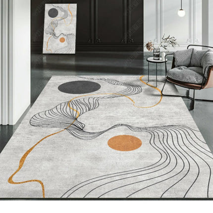 Rug Carpet Rugs for Living Room,Modern Abstract Gold Lines Large Area Rug