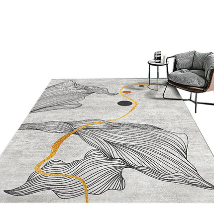 Rug Carpet Rugs for Living Room,Modern Abstract Gold Lines Large Area Rug