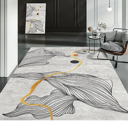 Rug Carpet Rugs for Living Room,Modern Abstract Gold Lines Large Area Rug