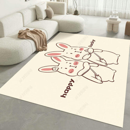 Cream Washable Area Rug Cute Decor Carpet Soft Modern Indoor Rug for Living Room