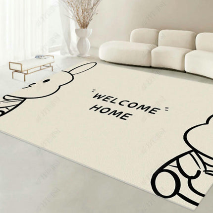 Cream Washable Area Rug Cute Decor Carpet Soft Modern Indoor Rug for Living Room