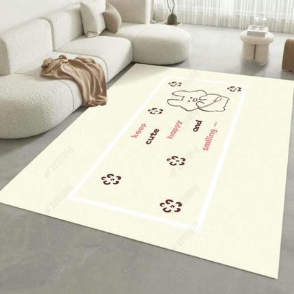 Cream Washable Area Rug Cute Decor Carpet Soft Modern Indoor Rug for Living Room