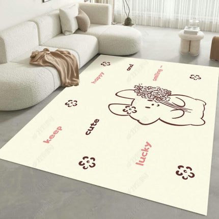 Cream Washable Area Rug Cute Decor Carpet Soft Modern Indoor Rug for Living Room