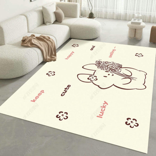 Cream Washable Area Rug Cute Decor Carpet Soft Modern Indoor Rug for Living Room