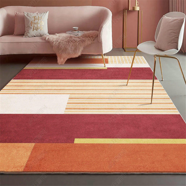 Abstract Washable Area Rug Soft Bedroom Rug Non Slip Stain Resistant Modern Accent Rug