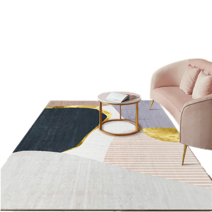 Abstract Washable Area Rug Soft Bedroom Rug Non Slip Stain Resistant Modern Accent Rug 1