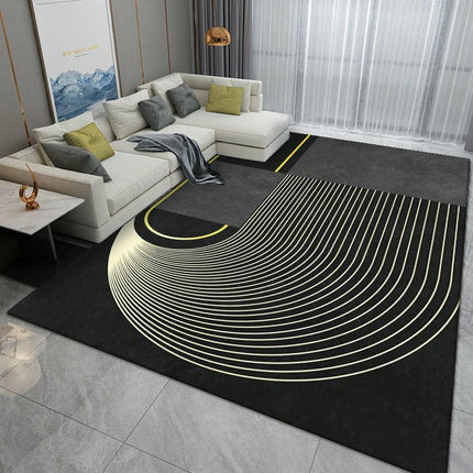 Modern Gray Black Area Rug,Indoor Large Area Rugs,Washable Carpet for Living Room Bedroom