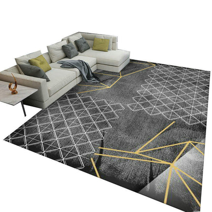 Modern Gray Black Area Rug,Indoor Large Area Rugs,Washable Carpet for Living Room Bedroom