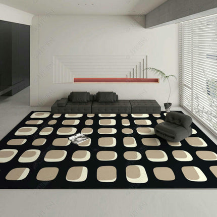 Modern Geometry Area Rug,Indoor Black Large Area Rugs,Washable Carpet for Living Room Bedroom