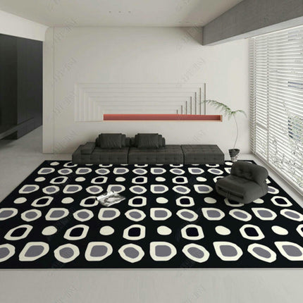 Modern Geometry Area Rug,Indoor Black Large Area Rugs,Washable Carpet for Living Room Bedroom