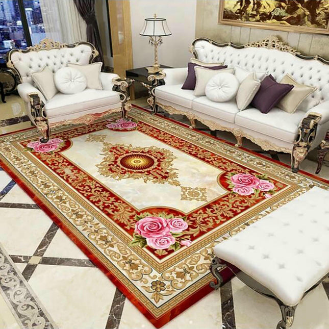 European Area Rug for Living Room Large Carpet-Washable Vintage Rugs for Bedroom