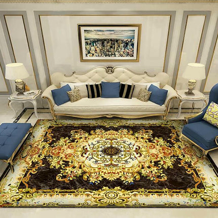 European Area Rug for Living Room Large Carpet-Washable Vintage Rugs for Bedroom