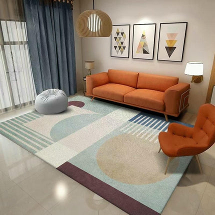 Large Geometric Floor Carpet for Indoor Office Dining Room, Abstract Home Decor Non-Shedding