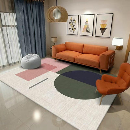 Large Geometric Floor Carpet for Indoor Office Dining Room, Abstract Home Decor Non-Shedding