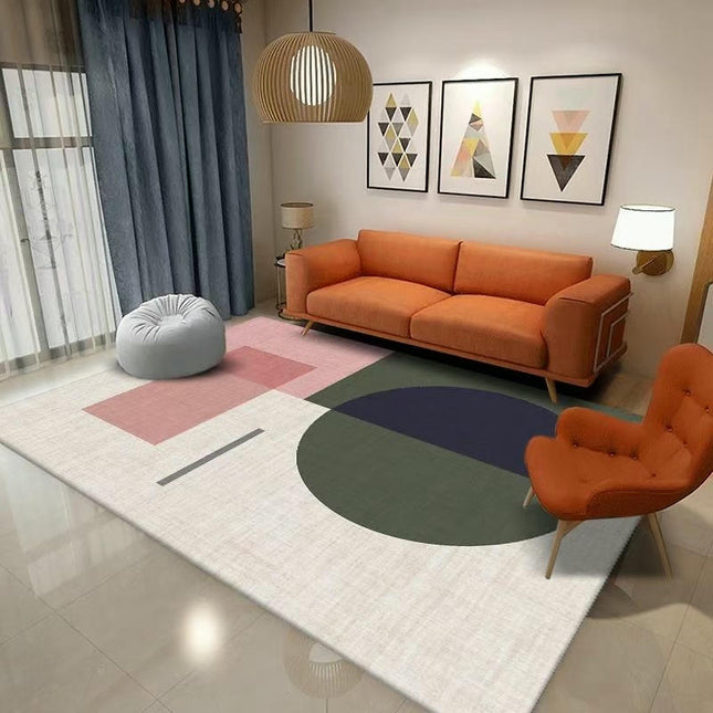 Large Geometric Floor Carpet for Indoor Office Dining Room, Abstract Home Decor Non-Shedding